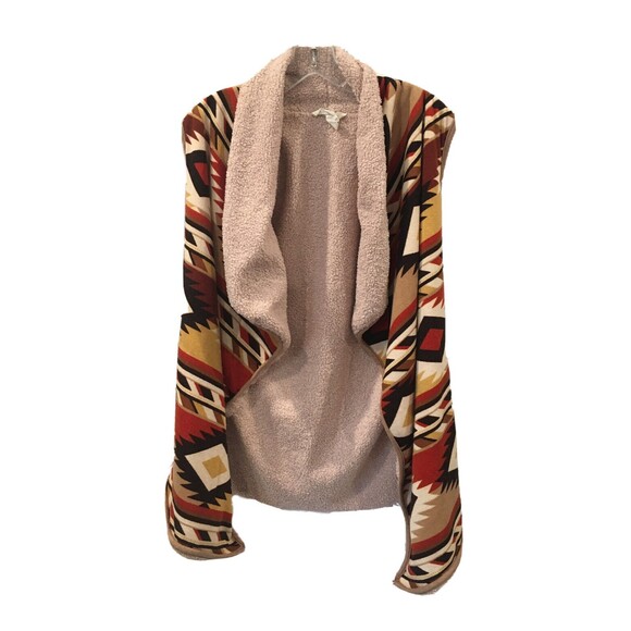Lovely J Cardigan Womens Size Medium Multicolor Aztec Sleeveless Drape Sweater - Picture 1 of 5